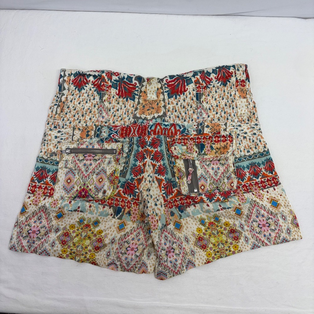 Johnny Was Patchwork Print Cargo Shorts Womens 2 Silky Boho Festival Eclectic - Picture 2 of 10